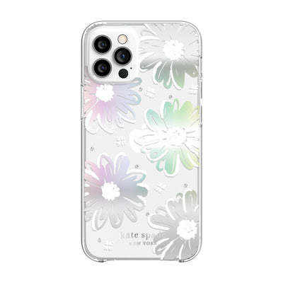 kate spade new york - Protective Hardshell Case for iPhone 12 Pro Max - Daisy Iridescent Foil/White/Clear/Gems