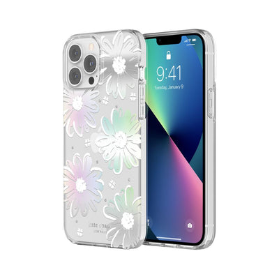 iPhone13ProMax - kate spade new york (ケイト・スペード・ニューヨーク) - Protective Hardshell Case スマホケース - Daisy Iridescent Foil/White/Clear/Gems