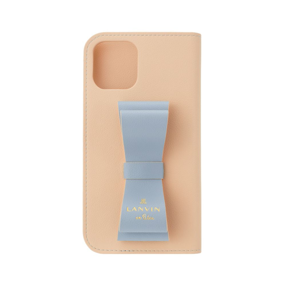 LANVIN en Bleu - Folio Case STAND & RING RIBBON 2 Tone for iPhone 12 mini - Baby Blue × Beige