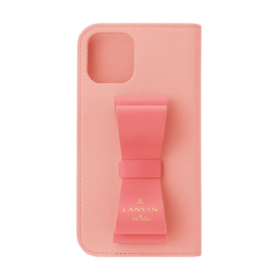 iPhone13Pro - LANVIN en Bleu(ランバン オン ブルー) - FOLIO CASE STAND & RING RIBBON 2-TONE スマホケースリボン - Baby Pink/Vivid Pink