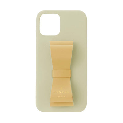 iPhone13Promax - LANVIN en Bleu(ランバン オン ブルー) - SLIM WRAP CASE STAND & RING RIBBON スマホケース リボン - Mineral Gray/Light Green