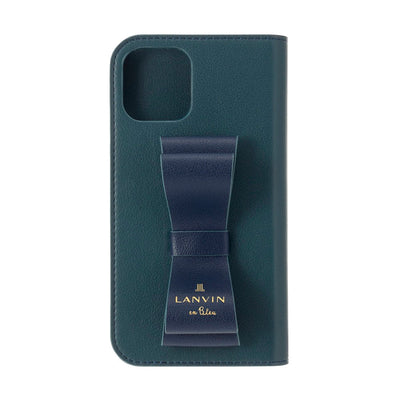 iPhone13mini - LANVIN en Bleu(ランバン オン ブルー) - FOLIO CASE STAND & RING RIBBON 2-TONE - Navy/Vintage Blue