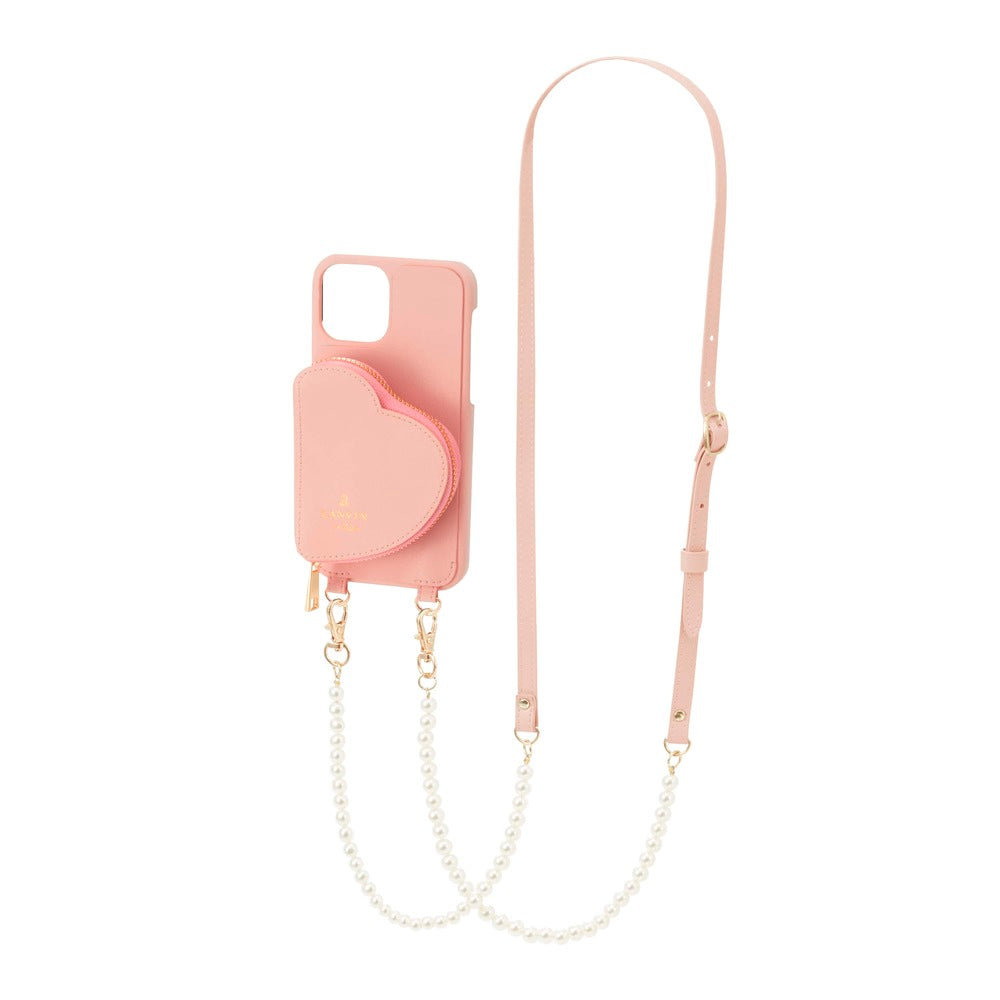 iPhone13mini - LANVIN en Bleu(ランバン オン ブルー) - WRAP CASE POCKET SIMPLE HEART WITH PEARL TYPE NECK STRAP ストラップ