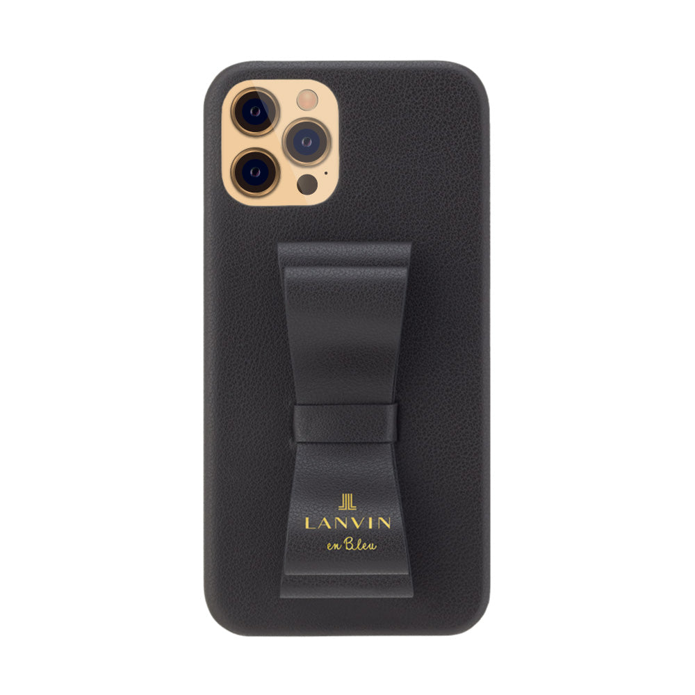 LANVIN en Bleu - SLIM WRAP CASE STAND & RING RIBBON for iPhone 12/12 Pro - Black