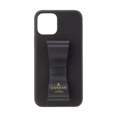 iPhone13 - LANVIN en Bleu(ランバン オン ブルー) - SLIM WRAP CASE STAND & RING RIBBON スマホケース リボン - Black