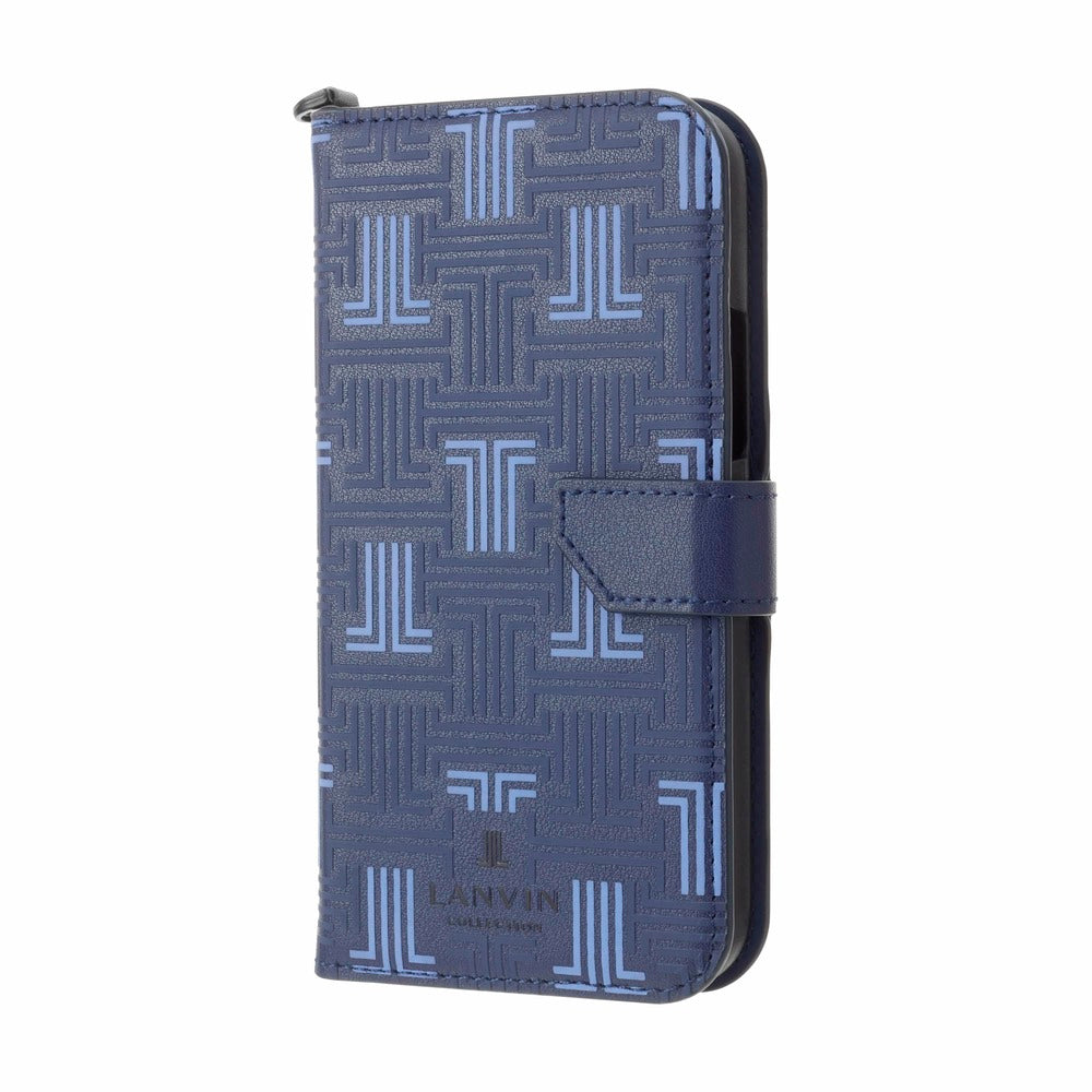 iPhone13mini - LANVIN COLLECTION (ランバン コレクション) - FOLIO CASE SIGNATURE WITH NECK STRAP 手帳型ケース
