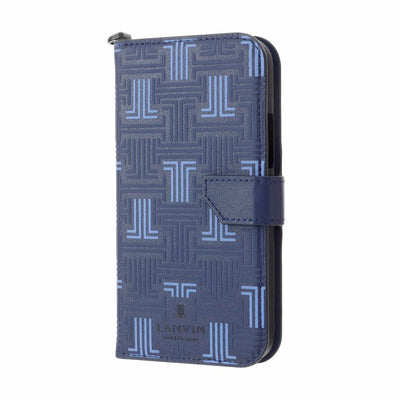 iPhone13mini - LANVIN COLLECTION (ランバン コレクション) - FOLIO CASE SIGNATURE WITH NECK STRAP 手帳型ケース