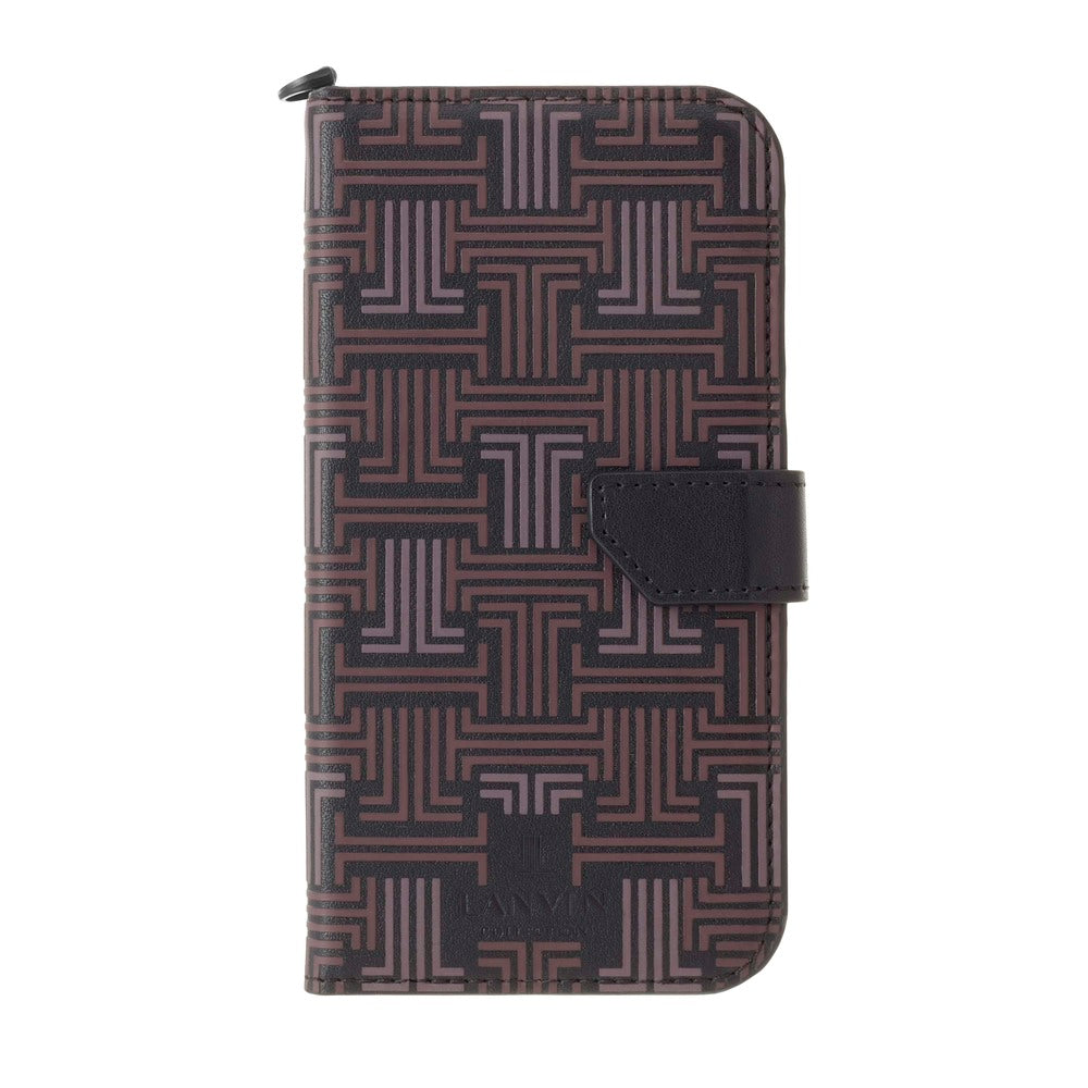 iPhone13Promax - LANVIN COLLECTION (ランバン コレクション) - FOLIO CASE SIGNATURE WITH NECK STRAP 手帳型ケース - Black