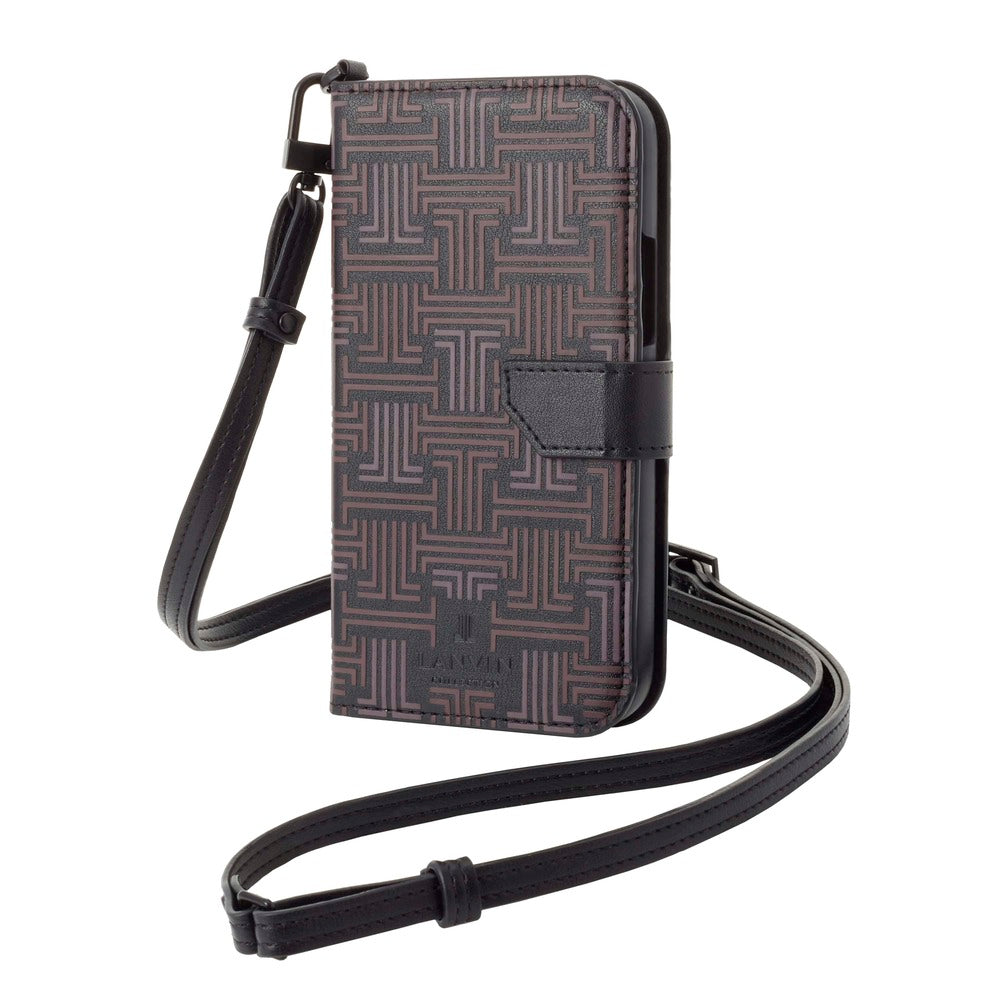 iPhone13Promax - LANVIN COLLECTION (ランバン コレクション) - FOLIO CASE SIGNATURE WITH NECK STRAP 手帳型ケース