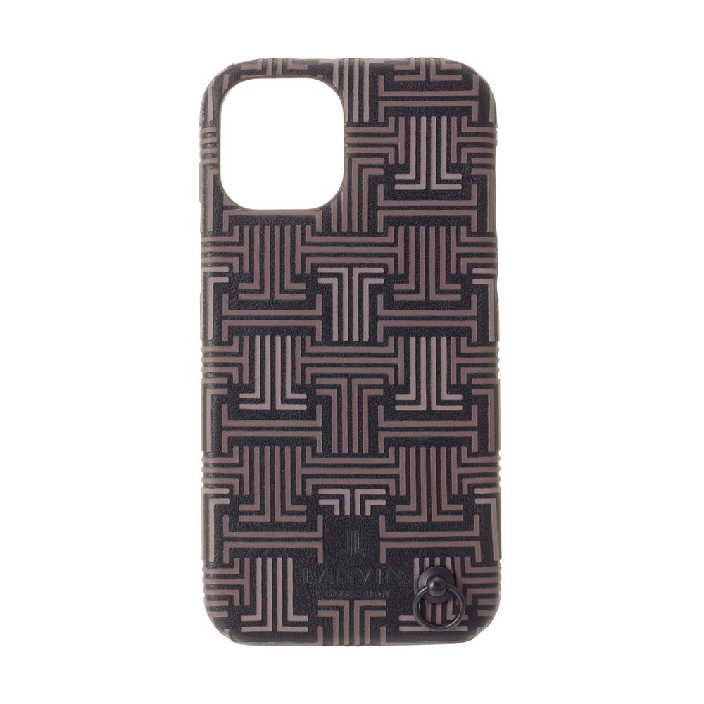 iPhone13 - LANVIN COLLECTION (ランバン コレクション) - SHELL CASE SIGNATURE WITH NECK STRAP スマホケース - Black