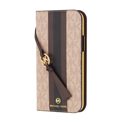 MICHAEL KORS - FOLIO CASE STRIPE with TASSEL CHARM for iPhone 12/12 Pro