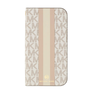 MICHAEL KORS - FOLIO CASE STRIPE with TASSEL CHARM for iPhone SE - Vanilla